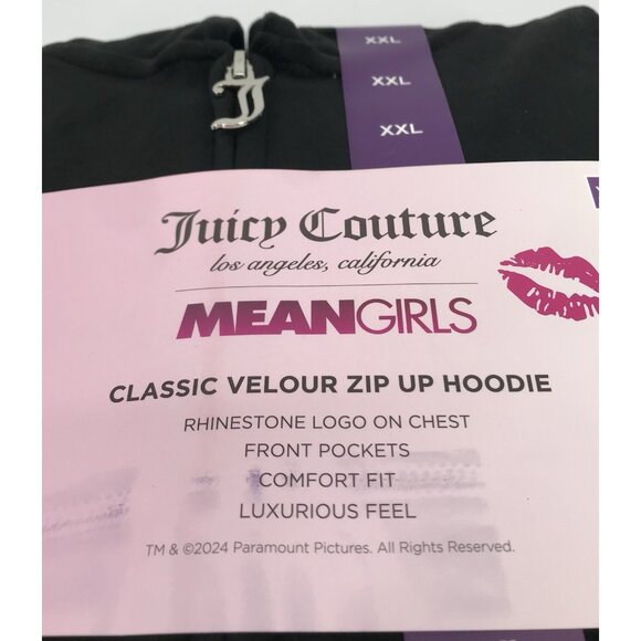 WOMEN'S Size XXL 2XL JUICY COUTURE LA MEAN GIRLS VELOUR FULL ZIP HOODIE JACKET - Picture 2 of 7